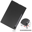 For Samsung Galaxy Tab S7 Lite T730 / T735 / Tab S7 FE T736 Custer Texture Horizontal Flip Leather Case with Three-folding Holder & Sleep / Wake-up Function(Black)