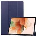 For Samsung Galaxy Tab S7 Lite T730 / T735 / Tab S7 FE T736 Custer Texture Horizontal Flip Leather Case with Three-folding Holder & Sleep / Wake-up Function(Dark Blue)