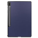 For Samsung Galaxy Tab S7 Lite T730 / T735 / Tab S7 FE T736 Custer Texture Horizontal Flip Leather Case with Three-folding Holder & Sleep / Wake-up Function(Dark Blue)