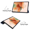 For Samsung Galaxy Tab S7 Lite T730 / T735 / Tab S7 FE T736 Custer Texture Horizontal Flip Leather Case with Three-folding Holder & Sleep / Wake-up Function(Dark Blue)