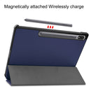 For Samsung Galaxy Tab S7 Lite T730 / T735 / Tab S7 FE T736 Custer Texture Horizontal Flip Leather Case with Three-folding Holder & Sleep / Wake-up Function(Dark Blue)
