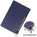 For Samsung Galaxy Tab S7 Lite T730 / T735 / Tab S7 FE T736 Custer Texture Horizontal Flip Leather Case with Three-folding Holder & Sleep / Wake-up Function(Dark Blue)