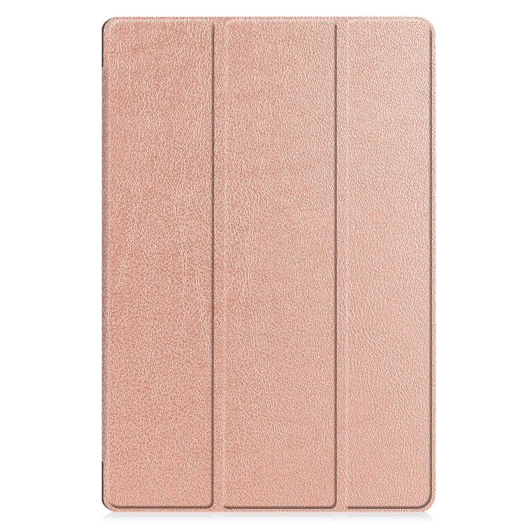 For Samsung Galaxy Tab S7 Lite T730 / T735 / Tab S7 FE T736 Custer Texture Horizontal Flip Leather Case with Three-folding Holder & Sleep / Wake-up Function(Rose Gold)