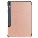 For Samsung Galaxy Tab S7 Lite T730 / T735 / Tab S7 FE T736 Custer Texture Horizontal Flip Leather Case with Three-folding Holder & Sleep / Wake-up Function(Rose Gold)