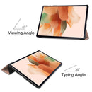 For Samsung Galaxy Tab S7 Lite T730 / T735 / Tab S7 FE T736 Custer Texture Horizontal Flip Leather Case with Three-folding Holder & Sleep / Wake-up Function(Rose Gold)