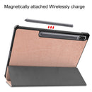 For Samsung Galaxy Tab S7 Lite T730 / T735 / Tab S7 FE T736 Custer Texture Horizontal Flip Leather Case with Three-folding Holder & Sleep / Wake-up Function(Rose Gold)