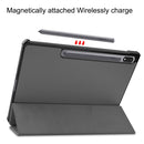 For Samsung Galaxy Tab S7 Lite T730 / T735 / Tab S7 FE T736 Custer Texture Horizontal Flip Leather Case with Three-folding Holder & Sleep / Wake-up Function(Grey)