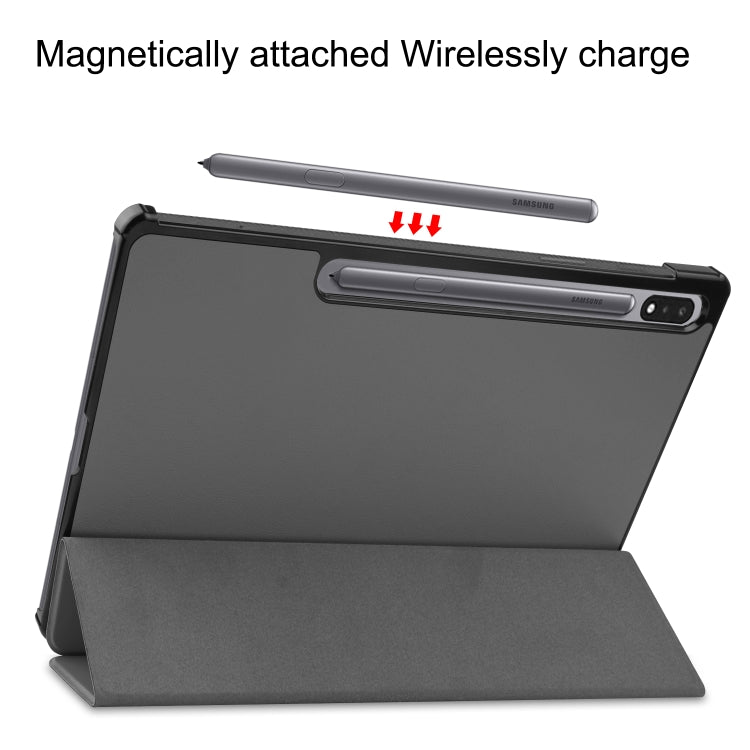 For Samsung Galaxy Tab S7 Lite T730 / T735 / Tab S7 FE T736 Custer Texture Horizontal Flip Leather Case with Three-folding Holder & Sleep / Wake-up Function(Grey)