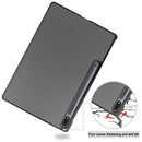For Samsung Galaxy Tab S7 Lite T730 / T735 / Tab S7 FE T736 Custer Texture Horizontal Flip Leather Case with Three-folding Holder & Sleep / Wake-up Function(Grey)