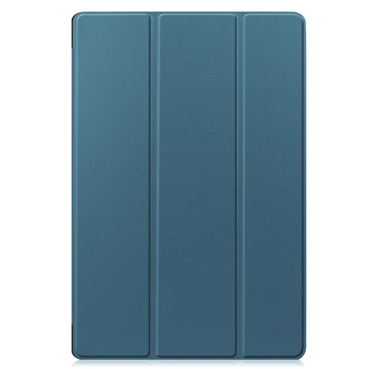 For Samsung Galaxy Tab S7 Lite T730 / T735 / Tab S7 FE T736 Custer Texture Horizontal Flip Leather Case with Three-folding Holder & Sleep / Wake-up Function(Dark Green)