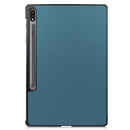 For Samsung Galaxy Tab S7 Lite T730 / T735 / Tab S7 FE T736 Custer Texture Horizontal Flip Leather Case with Three-folding Holder & Sleep / Wake-up Function(Dark Green)