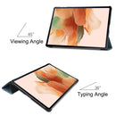 For Samsung Galaxy Tab S7 Lite T730 / T735 / Tab S7 FE T736 Custer Texture Horizontal Flip Leather Case with Three-folding Holder & Sleep / Wake-up Function(Dark Green)