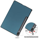 For Samsung Galaxy Tab S7 Lite T730 / T735 / Tab S7 FE T736 Custer Texture Horizontal Flip Leather Case with Three-folding Holder & Sleep / Wake-up Function(Dark Green)