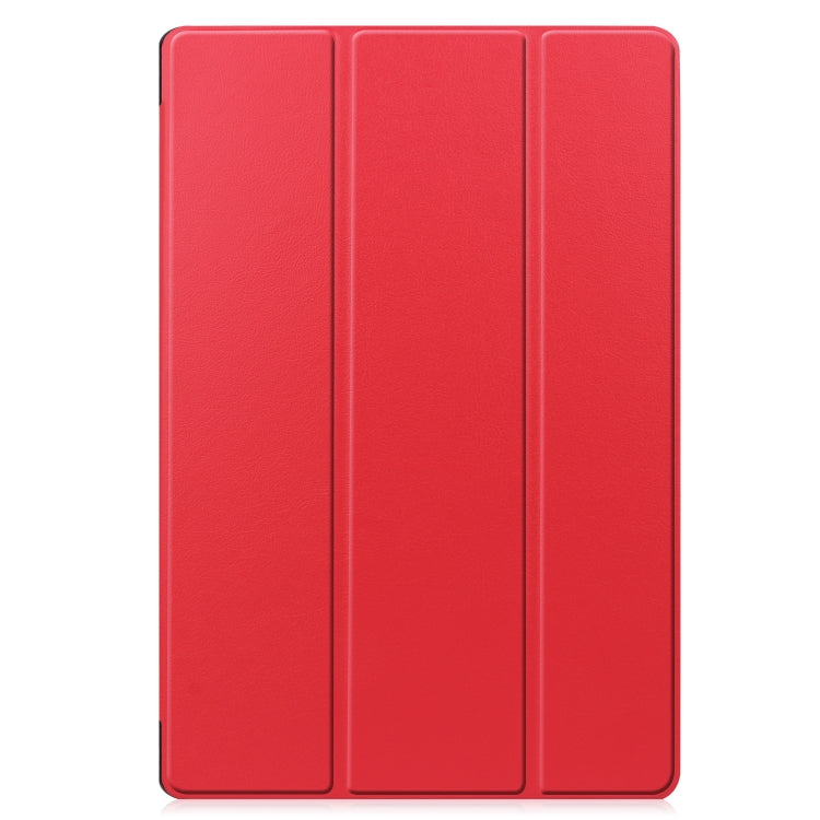 For Samsung Galaxy Tab S7 Lite T730 / T735 / Tab S7 FE T736 Custer Texture Horizontal Flip Leather Case with Three-folding Holder & Sleep / Wake-up Function(Red)