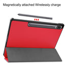 For Samsung Galaxy Tab S7 Lite T730 / T735 / Tab S7 FE T736 Custer Texture Horizontal Flip Leather Case with Three-folding Holder & Sleep / Wake-up Function(Red)