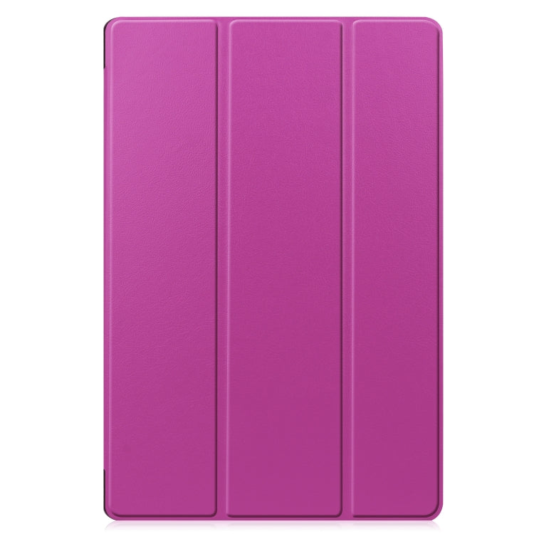 For Samsung Galaxy Tab S7 Lite T730 / T735 / Tab S7 FE T736 Custer Texture Horizontal Flip Leather Case with Three-folding Holder & Sleep / Wake-up Function(Purple)