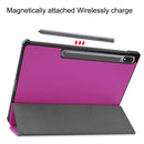 For Samsung Galaxy Tab S7 Lite T730 / T735 / Tab S7 FE T736 Custer Texture Horizontal Flip Leather Case with Three-folding Holder & Sleep / Wake-up Function(Purple)
