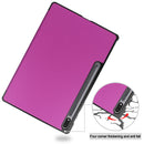 For Samsung Galaxy Tab S7 Lite T730 / T735 / Tab S7 FE T736 Custer Texture Horizontal Flip Leather Case with Three-folding Holder & Sleep / Wake-up Function(Purple)