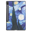 For Samsung Galaxy Tab S7 Lite T730 / T735 / Tab S7 FE T736 Custer Painted PU Leather Case with Sleep / Wake-up Function & 3-Fold Holder(Starry Sky)