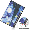 For Samsung Galaxy Tab S7 Lite T730 / T735 / Tab S7 FE T736 Custer Painted PU Leather Case with Sleep / Wake-up Function & 3-Fold Holder(Starry Sky)