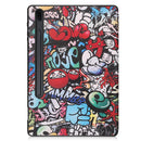 For Samsung Galaxy Tab S7 Lite T730 / T735 / Tab S7 FE T736 Custer Painted TPU Smart Tablet Leather Case with Sleep / Wake-up Function & 3-Fold Holder & Pen Slot(Graffiti)