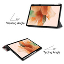 For Samsung Galaxy Tab S7 Lite T730 / T735 / Tab S7 FE T736 Custer Painted TPU Smart Tablet Leather Case with Sleep / Wake-up Function & 3-Fold Holder & Pen Slot(Retro Tower)