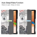 For Samsung Galaxy Tab S7 Lite T730 / T735 / Tab S7 FE T736 Custer Painted TPU Smart Tablet Leather Case with Sleep / Wake-up Function & 3-Fold Holder & Pen Slot(Retro Tower)