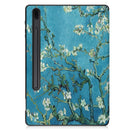For Samsung Galaxy Tab S7 Lite T730 / T735 / Tab S7 FE T736 Custer Painted TPU Smart Tablet Leather Case with Sleep / Wake-up Function & 3-Fold Holder & Pen Slot(Apricot Blossom)