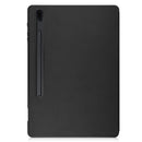 For Samsung Galaxy Tab S7 Lite T730 / T735 / Tab S7 FE T736 Custer Pattern Pure Color TPU Smart Tablet Holster with Sleep Function & 3-Fold Holder & Pen Slot(Black)