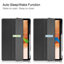 For Samsung Galaxy Tab S7 Lite T730 / T735 / Tab S7 FE T736 Custer Pattern Pure Color TPU Smart Tablet Holster with Sleep Function & 3-Fold Holder & Pen Slot(Black)