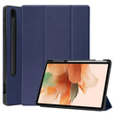 For Samsung Galaxy Tab S7 Lite T730 / T735 / Tab S7 FE T736 Custer Pattern Pure Color TPU Smart Tablet Holster with Sleep Function & 3-Fold Holder & Pen Slot(Blue)