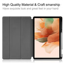 For Samsung Galaxy Tab S7 Lite T730 / T735 / Tab S7 FE T736 Custer Pattern Pure Color TPU Smart Tablet Holster with Sleep Function & 3-Fold Holder & Pen Slot(Blue)