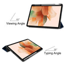 For Samsung Galaxy Tab S7 Lite T730 / T735 / Tab S7 FE T736 Custer Pattern Pure Color TPU Smart Tablet Holster with Sleep Function & 3-Fold Holder & Pen Slot(Blue)