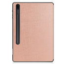 For Samsung Galaxy Tab S7 Lite T730 / T735 / Tab S7 FE T736 Custer Pattern Pure Color TPU Smart Tablet Holster with Sleep Function & 3-Fold Holder & Pen Slot(Rose Gold)