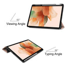 For Samsung Galaxy Tab S7 Lite T730 / T735 / Tab S7 FE T736 Custer Pattern Pure Color TPU Smart Tablet Holster with Sleep Function & 3-Fold Holder & Pen Slot(Rose Gold)