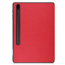 For Samsung Galaxy Tab S7 Lite T730 / T735 / Tab S7 FE T736 Custer Pattern Pure Color TPU Smart Tablet Holster with Sleep Function & 3-Fold Holder & Pen Slot(Red)