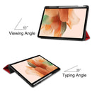 For Samsung Galaxy Tab S7 Lite T730 / T735 / Tab S7 FE T736 Custer Pattern Pure Color TPU Smart Tablet Holster with Sleep Function & 3-Fold Holder & Pen Slot(Red)
