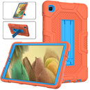 For Samsung Galaxy Tab A7 Lite T220 / T225 Contrast Color Robot Shockproof Silicone + PC Protective Case with Holder(Orange Blue)