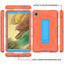 For Samsung Galaxy Tab A7 Lite T220 / T225 Contrast Color Robot Shockproof Silicone + PC Protective Case with Holder(Orange Blue)