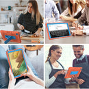 For Samsung Galaxy Tab A7 Lite T220 / T225 Contrast Color Robot Shockproof Silicone + PC Protective Case with Holder(Orange Blue)