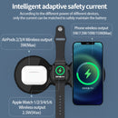 H20 15W QI Standard 3 in 1 Planar Figure-8-shaped Magnetic Wireless Charger for Phones & Apple Watch & AirPods(Black)