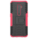 For OPPO RENO 2 Tire Texture TPU + PC Shockproof Case with Holder(Pink)