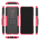 For OPPO RENO 2 Tire Texture TPU + PC Shockproof Case with Holder(Pink)