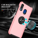 For Samsung Galaxy A20 / A30 PC + TPU Shockproof Magnetic Protective Case with Invisible Ring Holder(Rose Gold)