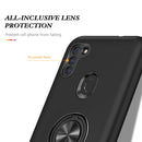 For Samsung Galaxy A11 PC + TPU Shockproof Magnetic Protective Case with Invisible Ring Holder(Black)