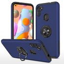 For Samsung Galaxy A11 PC + TPU Shockproof Magnetic Protective Case with Invisible Ring Holder(Blue)