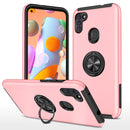 For Samsung Galaxy A11 PC + TPU Shockproof Magnetic Protective Case with Invisible Ring Holder(Rose Gold)