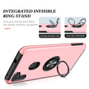 For Samsung Galaxy A11 PC + TPU Shockproof Magnetic Protective Case with Invisible Ring Holder(Rose Gold)