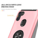 For Samsung Galaxy A11 PC + TPU Shockproof Magnetic Protective Case with Invisible Ring Holder(Rose Gold)