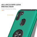 For Samsung Galaxy A11 PC + TPU Shockproof Magnetic Protective Case with Invisible Ring Holder(Dark Green)